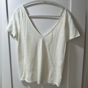 Sézane White V-Neck Top